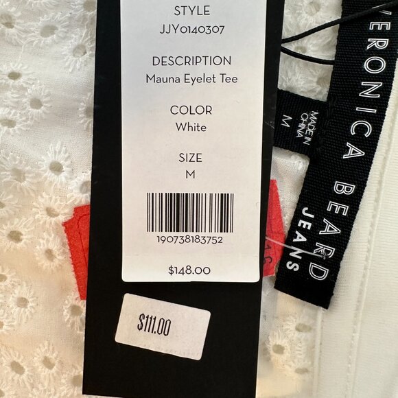 NWT VERONICA BEARD JEANS Women's Mauna Short-Sleeve Eyelet Cotton Tee Size M - Picture 11 of 12